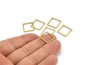 Square Brass Charm, 50 Raw Brass Square Connectors (14x1x0.80mm) A3845