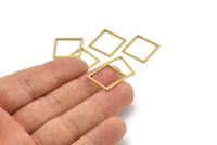 Brass Square Charm, 24 Raw Brass Square Connectors (16x1x0.80mm) A3844