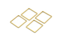 Brass Square Charm, 24 Raw Brass Square Connectors (18x1x0.80mm) A3843