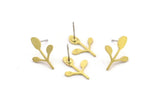 Brass Leaf Earring, 10 Raw Brass Leaf Stud Earrings, Findings (18x13x1mm) A3827