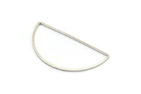 Silver Half Moon, 12 Silver Tone Brass Semi Circle Connectors (22x45x1mm) D1291