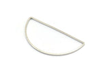 Silver Half Moon, 12 Silver Tone Brass Semi Circle Connectors (22x45x1mm) D1291
