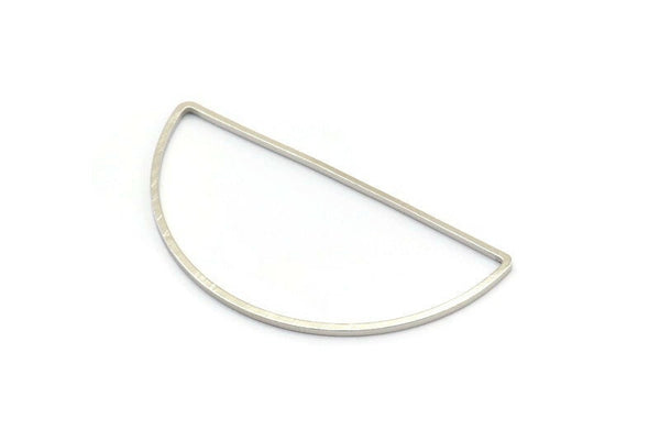 Silver Half Moon, 12 Silver Tone Brass Semi Circle Connectors (22x45x1mm) D1291