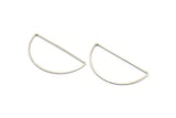Silver Half Moon, 12 Silver Tone Brass Semi Circle Connectors (22x45x1mm) D1291