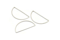 Silver Half Moon, 12 Silver Tone Brass Semi Circle Connectors (22x45x1mm) D1291