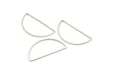 Silver Half Moon, 12 Silver Tone Brass Semi Circle Connectors (22x45x1mm) D1291