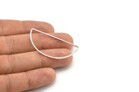 Silver Half Moon, 12 Silver Tone Brass Semi Circle Connectors (22x45x1mm) D1291
