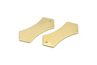 Gold Geometric Connector, 3 Gold Plated Brass Geometric Connectors With 1 Hole (37.5x15.5x0.8mm) BS 1900