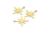 Brass Pole Star Charm, 24 Raw Brass, Brass Charms, Brass Pole Star Charms With 1 Loop (19x18x0.60mm) A4108