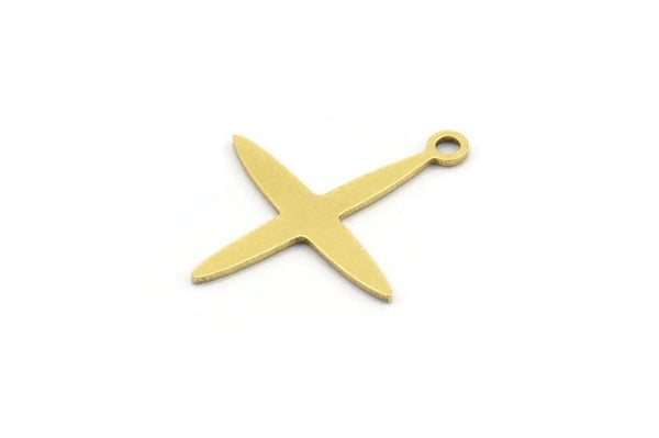Brass Pole Star Charm, 50 Raw Brass, Brass Charms, Brass Pole Star Charms With 1 Loop (20x17x0.60mm) A4114
