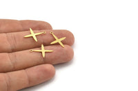 Brass Pole Star Charm, 50 Raw Brass, Brass Charms, Brass Pole Star Charms With 1 Loop (20x17x0.60mm) A4114