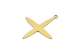 Brass Pole Star Charm, 12 Raw Brass, Brass Charms, Brass Pole Star Charms With 1 Loop (28x24x0.60mm) A4111
