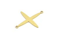 Brass Pole Star Charm, 12 Raw Brass, Brass Charms, Brass Pole Star Charms With 2 Loops, Connector Findings (30x24x0.60mm) A4112