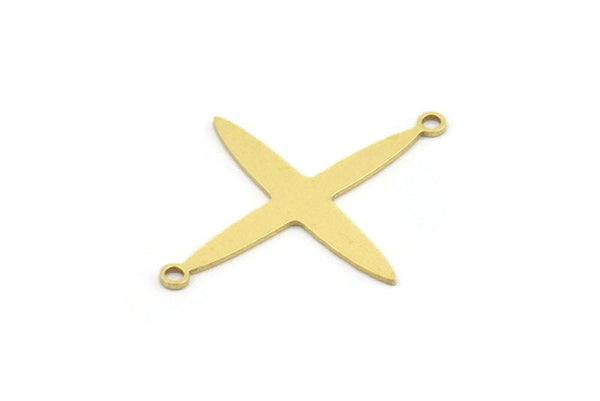 Brass Pole Star Charm, 12 Raw Brass, Brass Charms, Brass Pole Star Charms With 2 Loops, Connector Findings (30x24x0.60mm) A4112