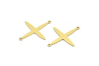 Brass Pole Star Charm, 12 Raw Brass, Brass Charms, Brass Pole Star Charms With 2 Loops, Connector Findings (30x24x0.60mm) A4112