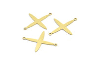 Brass Pole Star Charm, 12 Raw Brass, Brass Charms, Brass Pole Star Charms With 2 Loops, Connector Findings (30x24x0.60mm) A4112