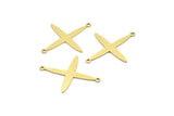 Brass Pole Star Charm, 12 Raw Brass, Brass Charms, Brass Pole Star Charms With 2 Loops, Connector Findings (30x24x0.60mm) A4112