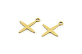 Brass Pole Star Charm, 50 Raw Brass, Brass Charms, Brass Pole Star Charms With 1 Loop (15x12x0.60mm) A4116