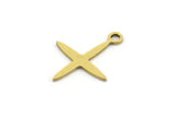 Brass Pole Star Charm, 50 Raw Brass, Brass Charms, Brass Pole Star Charms With 1 Loop (15x12x0.60mm) A4116