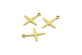 Brass Pole Star Charm, 50 Raw Brass, Brass Charms, Brass Pole Star Charms With 1 Loop (15x12x0.60mm) A4116