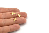 Brass Pole Star Charm, 50 Raw Brass, Brass Charms, Brass Pole Star Charms With 1 Loop (15x12x0.60mm) A4116