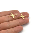 Brass Pole Star Charm, 24 Raw Brass, Brass Charms, Brass Pole Star Charms With 1 Loop (23x19.5x0.60mm) A3949