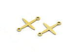 Brass Pole Star Charm, 50 Raw Brass, Brass Charms, Brass Pole Star Charms With 2 Loops, Connector Findings (16x12x0.60mm) A4117