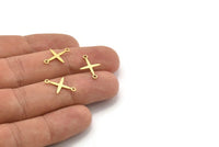 Brass Pole Star Charm, 50 Raw Brass, Brass Charms, Brass Pole Star Charms With 2 Loops, Connector Findings (16x12x0.60mm) A4117