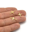 Brass Pole Star Charm, 50 Raw Brass, Brass Charms, Brass Pole Star Charms With 2 Loops, Connector Findings (16x12x0.60mm) A4117