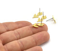 Brass Flower Earring, 10 Raw Brass Tulip Flower Shaped Stud Earrings (18x8x1mm) A3240