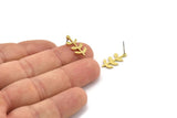 Brass Leaf Earring, 10 Raw Brass Leaf Stud Earrings, Findings (18x9x1mm) A3853