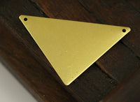 Brass Triangle Charm, 10 Raw Brass Triangle Pendants With 2 Holes (45x35x35mm) Brs 3092 A0045