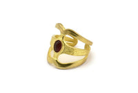 Brass Royal Ring, Raw Brass Royal Ring With 1 Stone Settings - Pad Size 6x4mm N2115