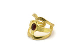 Brass Royal Ring, Raw Brass Royal Ring With 1 Stone Settings - Pad Size 6x4mm N2115