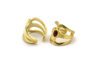 Brass Royal Ring, Raw Brass Royal Ring With 1 Stone Settings - Pad Size 6x4mm N2115
