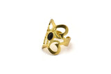 Brass Royal Ring, 2 Raw Brass Royal Rings With 1 Stone Settings - Pad Size 6x4mm N2117