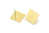 Brass Square Earring, 6 Raw Brass Square Shaped Stud Earrings (14x0.80mm) A4098