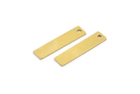 Brass Rectangle Charm, 12 Raw Brass Rectangle Charms With 1 Hole, Brass Pendants (26x6x1mm) A4118