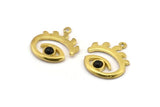 Brass Eye Charm, 4 Raw Brass Eye Shaped Charms With 1 Loop And 4mm Pad, Pendants, Earring Findings (22x19x1.4mm) N2147