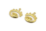 Brass Eye Charm, 4 Raw Brass Eye Shaped Charms With 1 Loop And 4mm Pad, Pendants, Earring Findings (22x19x1.4mm) N2147