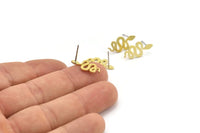 Brass Snake Earring, 12 Raw Brass Snake Stud Earrings (18x8x0.80mm) A2657