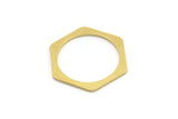 Brass Hexagon Charm, 12 Raw Brass Hexagon Shaped Rings, Connectors (26x23x1mm) A4146