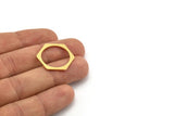 Brass Hexagon Charm, 12 Raw Brass Hexagon Shaped Rings, Connectors (26x23x1mm) A4146