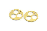 Brass Round Charm, 12 Raw Brass Hexagon Patterned Round Shape Charms With 1 Hole, Charm Pendants (17x1mm) A4145
