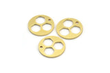Brass Round Charm, 12 Raw Brass Hexagon Patterned Round Shape Charms With 1 Hole, Charm Pendants (17x1mm) A4145