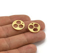 Brass Round Charm, 12 Raw Brass Hexagon Patterned Round Shape Charms With 1 Hole, Charm Pendants (17x1mm) A4145