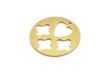 Brass Round Charm, 6 Raw Brass Heart And Positive Patterned Round Shape Charms With 1 Hole, Charm Pendants (28x1mm) A4142