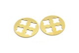 Brass Round Charm, 6 Raw Brass Positive Patterned Round Shape Charms, Charm Pendants, Blank Findings (28x1mm) A4143