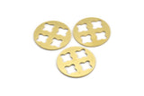 Brass Round Charm, 6 Raw Brass Positive Patterned Round Shape Charms, Charm Pendants, Blank Findings (28x1mm) A4143