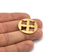 Brass Round Charm, 6 Raw Brass Positive Patterned Round Shape Charms, Charm Pendants, Blank Findings (28x1mm) A4143
